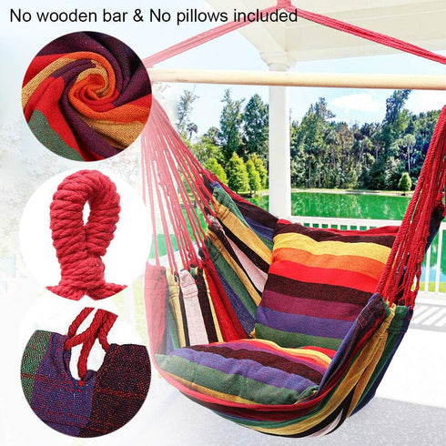 Hammock Hammock 300Lbs Hammock Chair Hanging Rope Swing Seat for Indoor Outdoor, Sturdy Cotton Weave Swing, Max Hanging