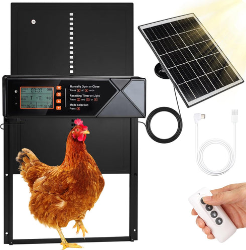 Automatic Chicken Coop Door Solar Powered, 4 Modes Automatic Chicken Door with