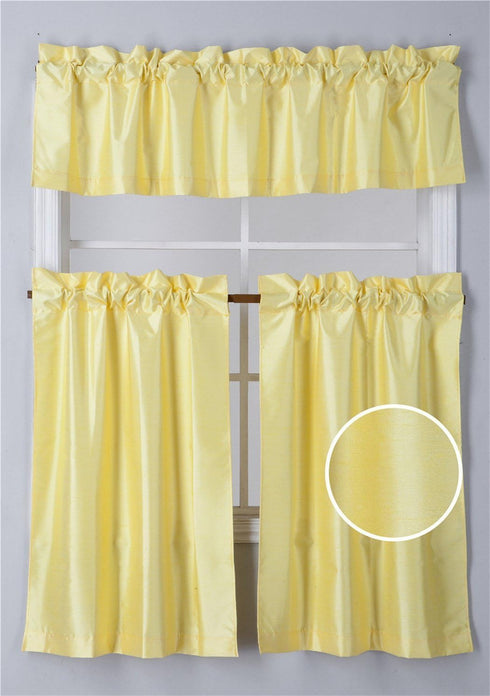 Elegant Home Decor Elegant Home Collection 3 Piece Solid Color Faux Silk Blackout Kitchen Window