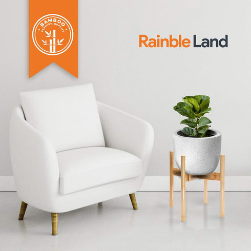 8 9 10 11 12 RAINBLELAND Indoor Plant Stand, Adjustable Wooden Tall Plant Stand, Indoor Planter Holder, Mid Century