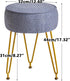 WBD009BU IBUYKE Teddy Velvet Round Footrest Stool Ottoman, Makeup Vanity Stool Side Table, Velvet Dressing Table Seat