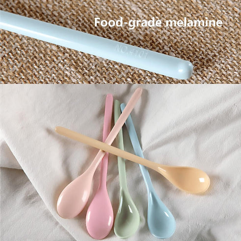 5Pcs Melamine Long Handle Mixing Spoon 7.2 Inch, Coffee Spoons Colorful Plastic Latte Machiatto, Tall Iced Tea, Ice Cream Sundae, Cocktail, Hot Chocolat Stirring Longdrink Spoons