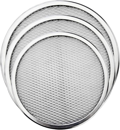 Pizza Screen, 3PCS Aluminum Alloy Seamless Non Stick Mesh Net Baking Tray for Oven, BBQ