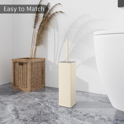 Set BVL Toilet Brush and Holder White Freestanding for Bathroom