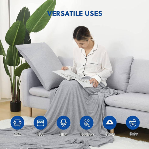 HOMFINE Cooling Blankets for Hot Sleepers, Lightweight Breathable Double Side Blanket for Bed, Grey