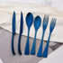Luxury 18/10 Stainless Steel Matte Blue Flatware Set - Silverware Cutlery Utensil Set Steak Knife Spoon and Fork Knife Serving Set,Service for 1 (6-Piece) by Uniturcky