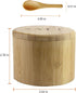 Bamboo Salt Cellar with Spoon, Salt Container with Lid, Magnetic Swivel Lid Salt Shaker