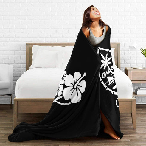 Guam Flower Hibiscus Decal Throw Blanket - Ultra-Soft Cozy Lightweight Micro Sherpa Plush Fleece for All Season 50"x40"