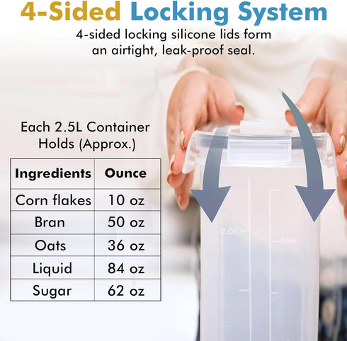 2 Pack (15.4 Oz Shazo Cereal Capacity) Small Airtight Cereal Containers Storage with Lids, Perfect Space Saving