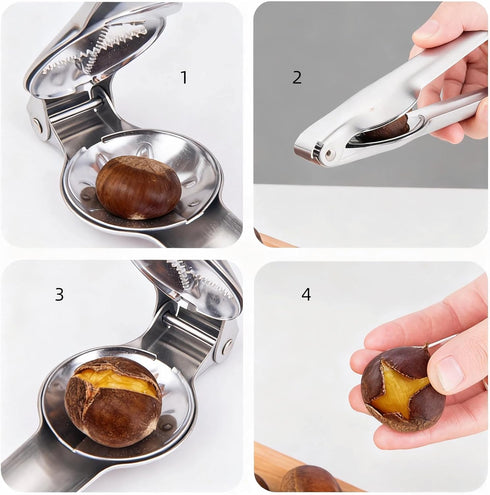 Geettcaifu 430 Protable Multifunction Nutcracker, Chestnut Clip, Stainless Steel Chestnut Cutter Tool, Pistachio, Nut