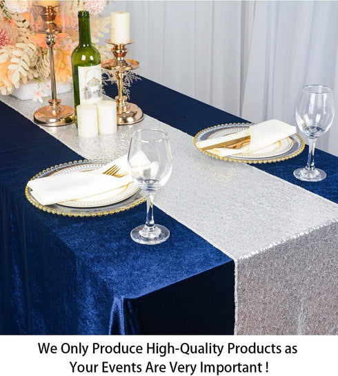 ShiDianYi 12x72-Inch Silver Sequin Table Runner, Sparkly Metallic Silver Sequin Runner for Event Bridal Wedding