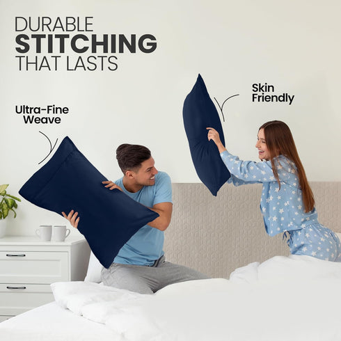 Utopia Bedding King Size Pillow Cases - 2-Pack Soft Brushed Microfiber, Oeko-TEX Certified, 20x40 Inches (Navy)