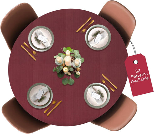 Covers For The Home Deluxe Elastic Edged Vinyl Fitted Table Cover - Basketweave (Red) Pattern - Fits Tables up to 56"