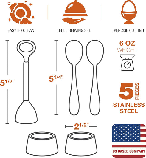Eparé Egg Cracker Tool with Egg Cups and Spoon for Soft Boiled Eggs