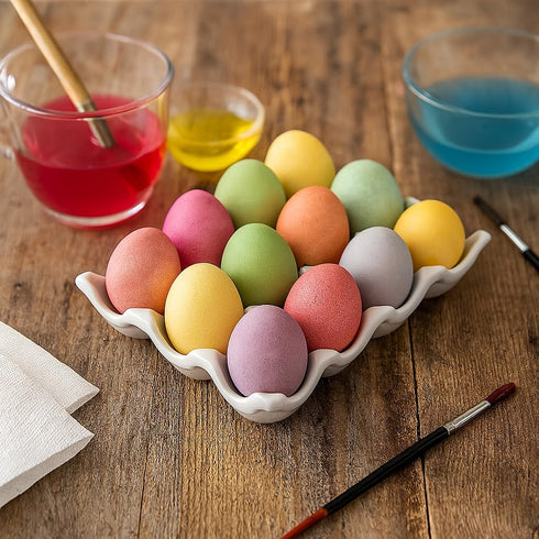 HIC Kitchen Egg Crate, Fine Porcelain, Holds 1 Dozen Eggs