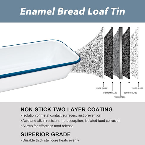12 4.5 Inches Webake Large Enamel Bread Pan, Long Banana Bread Loaf Pan for Baking, Non-Stick Rectangle Cake Pan