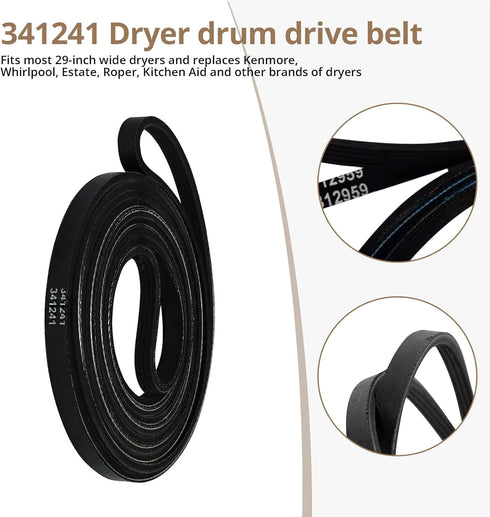 Compatible Dryer Belt Pulley Kit for Whirlpool Models: LER5620KQ1, LEQ9030PQ0, WED6200SW0, WGD5540SQ0