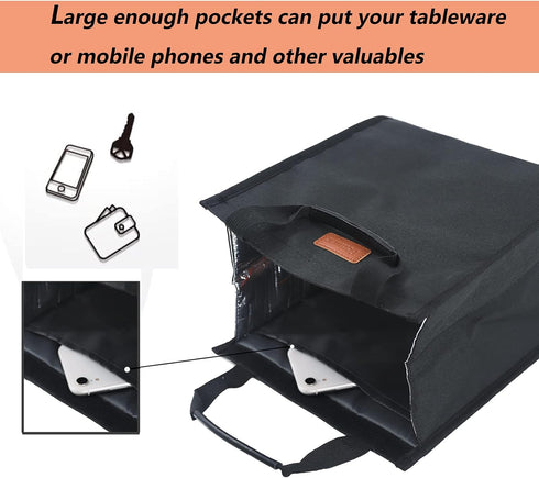 Insulated Lunch Bags for Women - Reusable Lunch Tote with Internal Pocket, Adult Lunch Tote Bag for Work - Black