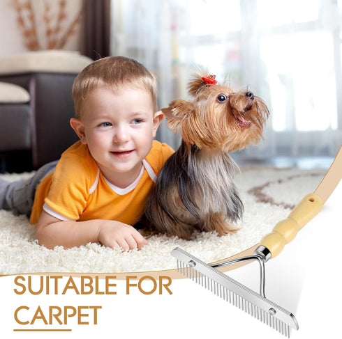 Hand Held Carpet Rake, Portable Rug Comb for Matted Carpet, Metal Carpet Rake for Plush Carpet Softness
