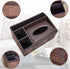 Marte Vanci Leather Tissue Box Cover, Multifunctional Tissue Holder with Remote Control Caddy for Desk, Nightstand
