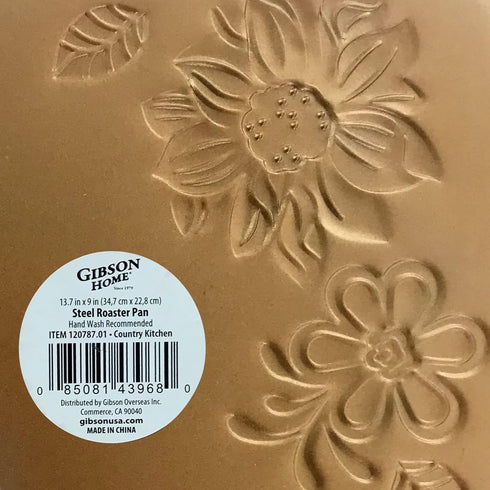 Gibson Home Country Kitchen Embossed Carbon Steel Roaster Pan, 19 Inch, Copper