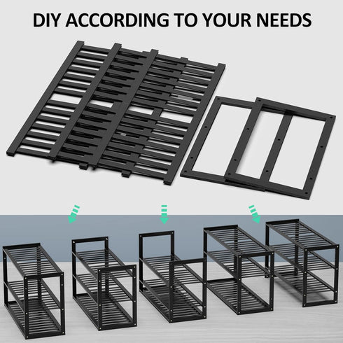 3 9-12 Closet Jripae Bamboo Shoe Rack for Entryway, Stackable Tier Shoe Organizer Shelf Storage Pairs Shoes Stand Cubby