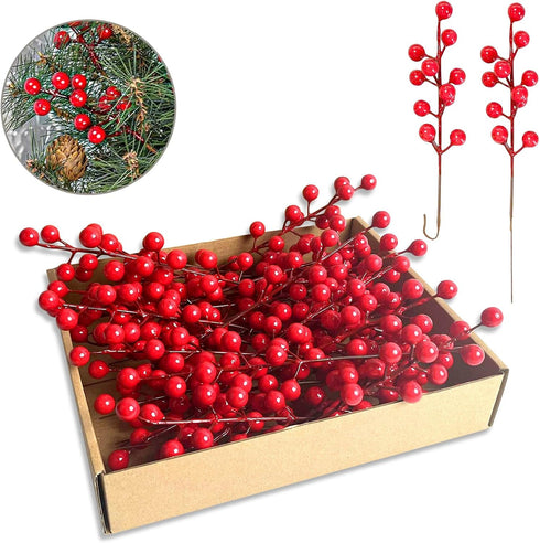 himmel 35 Pack Christmas Tree Decorations,9 inch Artificial Red Berry Stems,Red Berries Christmas