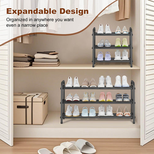3-Tier Closet, KANAV Expandable Shoe Rack Organizer Shoe Shelf for Entryway & Front Door Space-Saving Shoe Storage