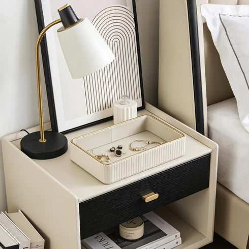 PU Leather Valet Tray,Desk Organizer Tray Nightstand Organizer Trinket Dish Storage Key Bowl Decorative Trays for Phone