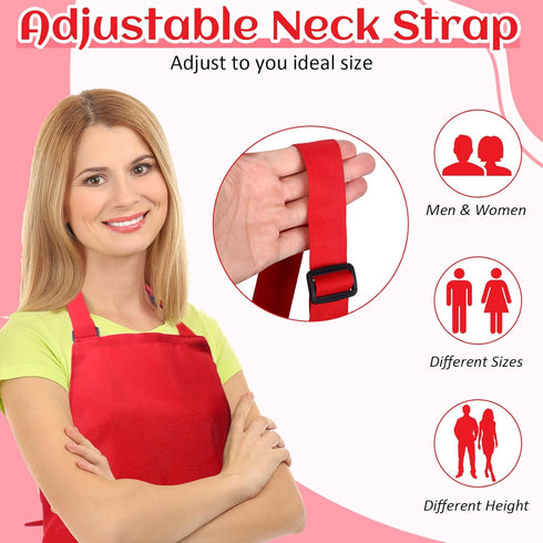 24 Pack 2 JaGely Adjustable Bib Apron with Pockets Black Aprons Bulk for Server Adult Women Kitchen Apron Water Oil