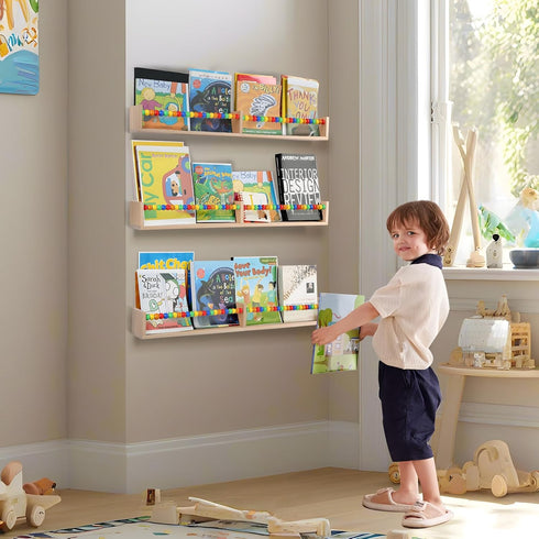 birola 32 inches Set 3,Wall Nursery Book Shelves of Bookshelves for Kids,Nursery Shelves for Bookshelf Wall,Book Shelf