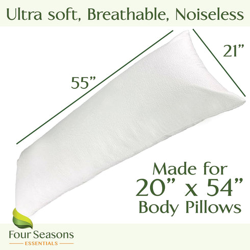 Four Seasons Essentials Body Size Waterproof Pillow Protector (Set of 1) - Natural Viscose derived from Bamboo Pillow Covers - Hypoallergenic Dust Proof Zippered Encasements for 20" x 54" Pillows
