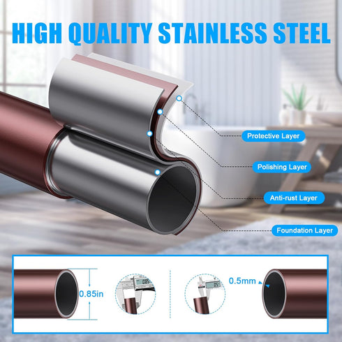 TEECK Shower Curtain Rod - 27-76 Inch Adjustable Spring Tension - Anti-Slip No Drilling for Bathroom