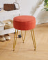 WBD009J IBUYKE Teddy Velvet Round Footrest Stool Ottoman, Makeup Vanity Stool Side Table, Velvet Dressing Table Seat