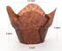 GOLDEN APPLE 100 Pcs Tulip Cupcake Liner - Lotus Parchment Baking Cup for Weddings, Birthdays, Brown