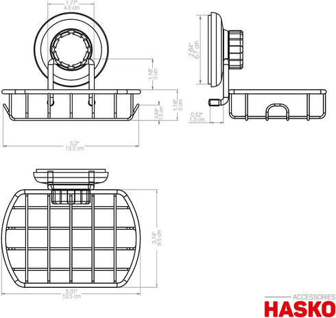 HASKO Suction Soap Dish with Hooks, Powerful Vacuum Suction Cup Soap Holder for Bathroom & Kitchen
