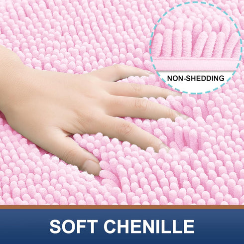 smiry Luxury Chenille Bath Rug 36''x24'', Extra Soft Absorbent Shaggy Bathroom Mat, Machine Washable Non-Slip