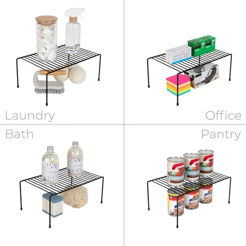 Smart Design Cabinet Storage Shelf Rack, Set of 6, Medium, 8.5 x 13.25 Inch, Non-Slip Feet, Steel Metal Frame