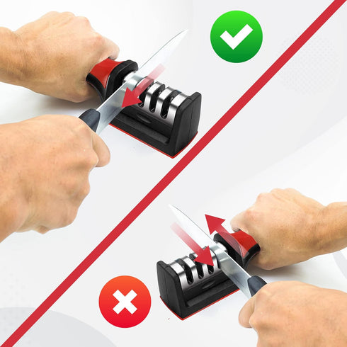 Knife Sharpeners for Kitchen Knives, 4 in 1 Stainless Steel Knife Sharpener, Ergonomic Easy to Use Kit