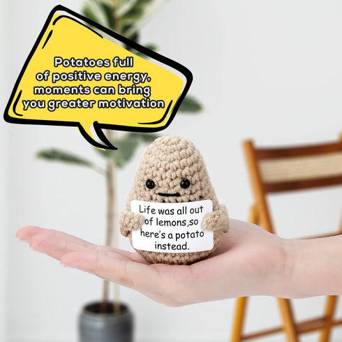 TOYMIS 3 inch Life Interesting Knitted Positive Potato Mini Funny Positive Potato, Creative Cute Wool Funny Knitted