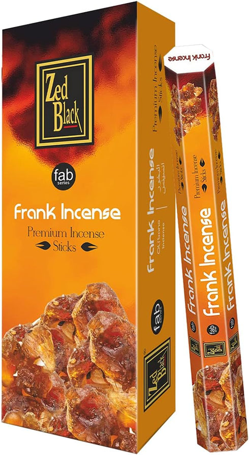 ZED Black Frank Premium Quality Incense Sticks - 20 Sticks per Box, 6 Boxes (Total 120 Sticks) for Relaxation, Yoga,