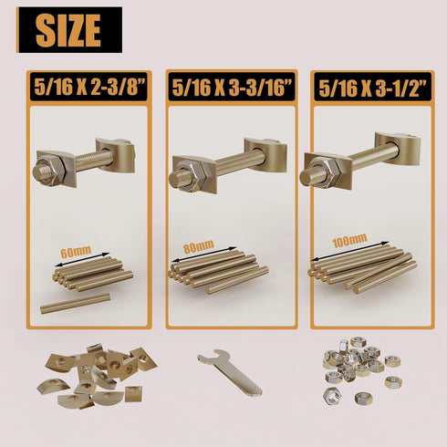 Countertop Connector,Table Top Fasteners,Joint Connector Drawbolt Pack,Miter Draw Bolt Countertop Flip Connector, Butcher Block, Bed Connecting Kit & Furniture (5/16" x 3-3/16" (10PCS))