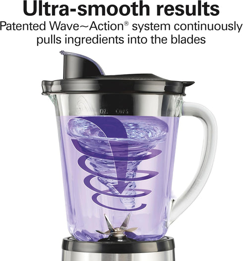 Wave Crusher Blender for Shakes and Smoothies, 40 Oz Glass Jar, 14 Functions, Black + Stainless Steel by Hamilton Beach