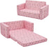 2-in-1 Ulax furniture Kids Fold Out Couch Children Convertible Sofa to Lounger with Soft Plush Fabric(Pink Rainbow)