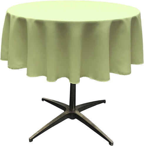 LA Linen Polyester Poplin Washable Round Tablecloth, Sage, 51-Inch, Stain and Wrinkle Resistant