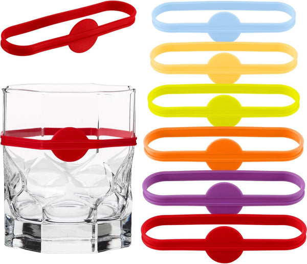 Outus 24 Pieces Drink Markers, Silicone Wine Glass Charms, Tags for Cups Identification, Cocktail Party