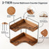 Snuvid 2-Tier Counter Countertop Bathroom Organizer, Wooden Corner Shelf for Vanity Skincare & Makeup, Storage