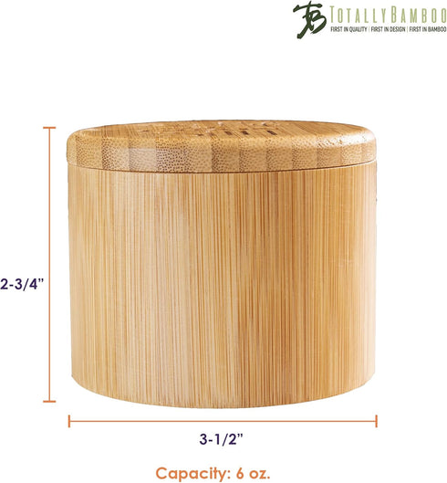 Totally Bamboo Salt Cellar Bamboo Storage Box, 6 Ounce Capacity, "Take Life with a Grain of Salt" Engraved Lid