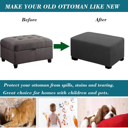 HFCNMY Ottoman Cover Rectangle,Stretch Knitted Jacquard Rectangle Ottoman Cover Thick Slipcover for Ottomans Soft Foot