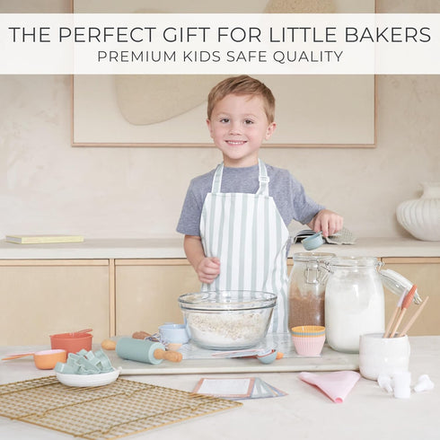 Set Set Wooden Baking for Kids - A Complete of Real Kitchen Utensils Gives Toddlers a Fun Cooking Experience - Durable